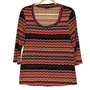 Tribal Scoop Neck Stretch Multicolor Fall Colors Chevron Top Style 48910-633